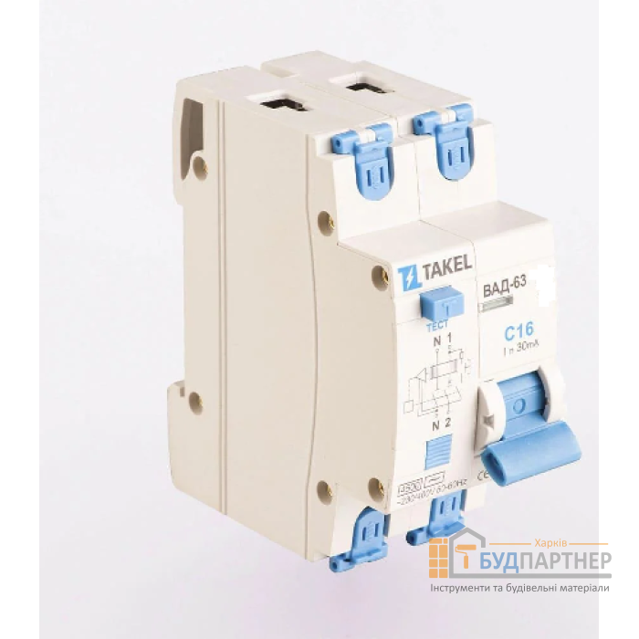 Диф. автомат Takel AD63 1P+N 16A C - цена, характеристики в интернет-магазине